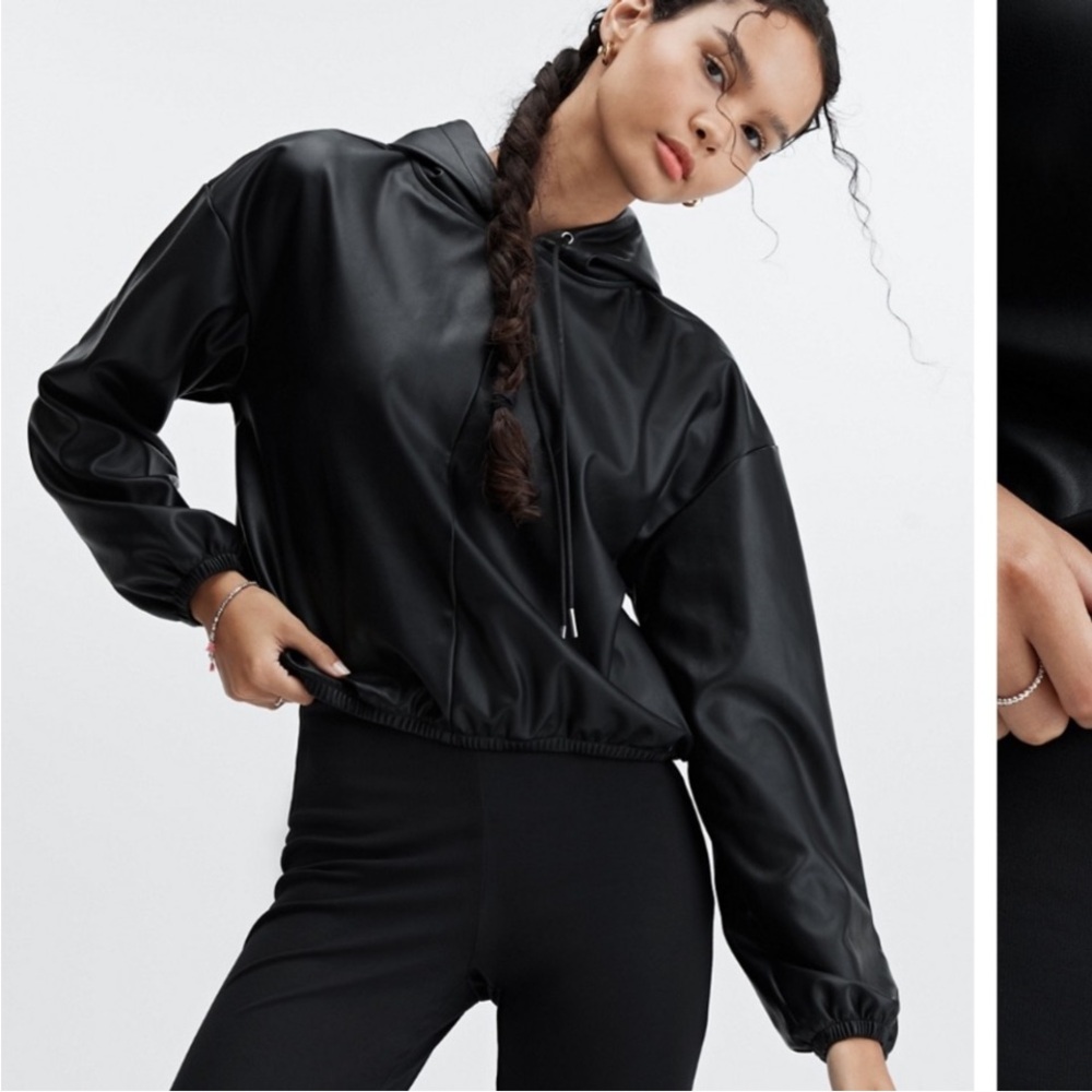 Fabletics Faux leather hoodie xs